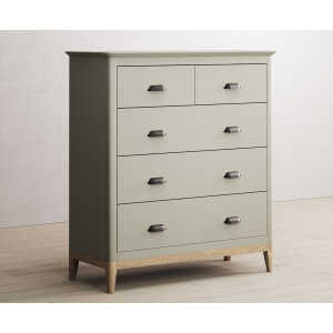 Ancona Oak and Soft Green Painted 2 Over 3 Chest of Drawers