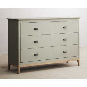 Ancona Oak and Soft Green Painted Wide Chest Of Drawers