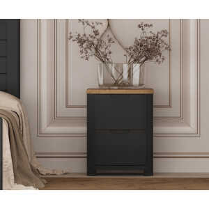 Bradwell Oak and Charcoal Painted 2 Drawer Bedside Chest