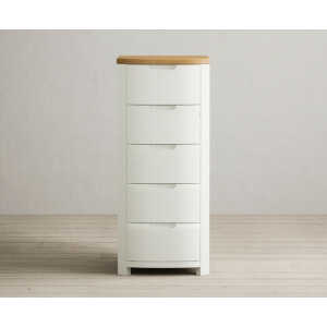 Bradwell Oak and Signal White Painted 5 Drawer Tallboy