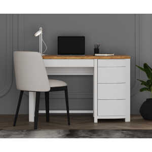 Bradwell Oak and Signal White Painted Computer Desk