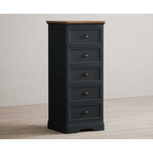 Bridstow Oak and Blue Painted 5 Drawer Tallboy