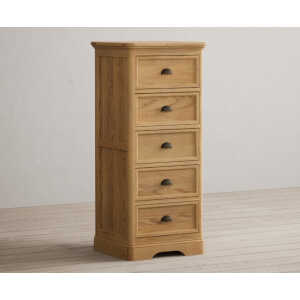 Cambridge Solid Oak 5 Drawer Tallboy