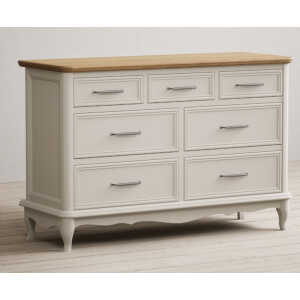 Chateau Oak and Soft White Painted Wide Chest of Drawers