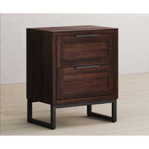 Dakota Dark Acacia and Metal 2 Drawer Bedside Table