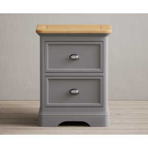 Felton Oak and Light Grey Painted 2 Drawer Bedside Chest