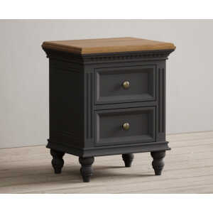 Francis Oak and Charcoal Grey Painted 2 Drawer Bedside Chest