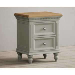 Francis Oak and Soft Green Painted 2 Drawer Bedside Chest