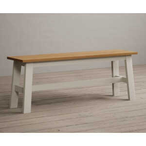 Kendal Large Solid Oak and Cream Painted Bench