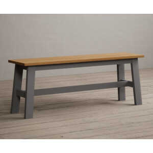 Kendal Large Solid Oak and Light Grey Painted Bench