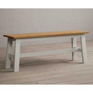 Kendal Large Solid Oak and Signal White Painted Bench