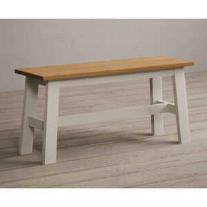 Kendal Small Solid Oak and Cream Painted Bench