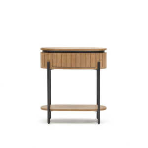 Licia mango wood bedside table with 1 drawer, with a natural finish and metal, 55 x 65 cm