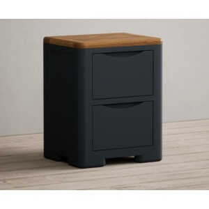 Pembridge Oak and Dark Blue Painted 2 Drawer Bedside Chest